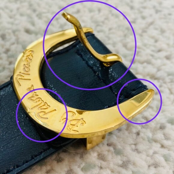 Paloma Picasso Vintage Womens Medium 75 Made in Italy Black Gold Leather Belt - Picture 15 of 16